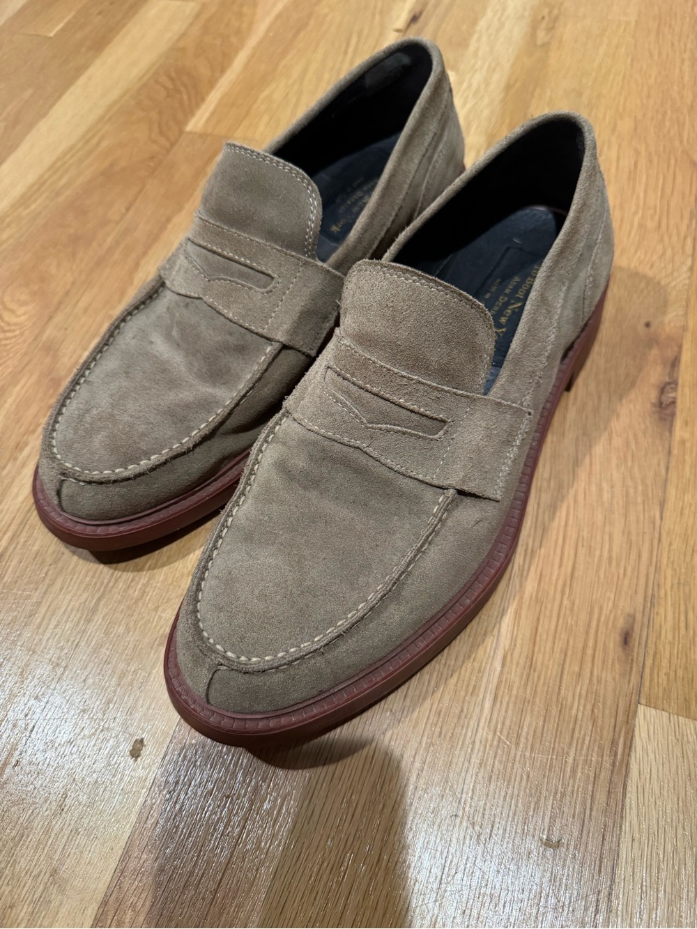 To Boot New York Adam Derrick Suede Penny Loafers in Taupe